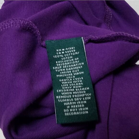 RALPH Lauren Purple Brown Faux Suede Elbow Patch Shoulder Zip Long Sleeve Top - Picture 12 of 13
